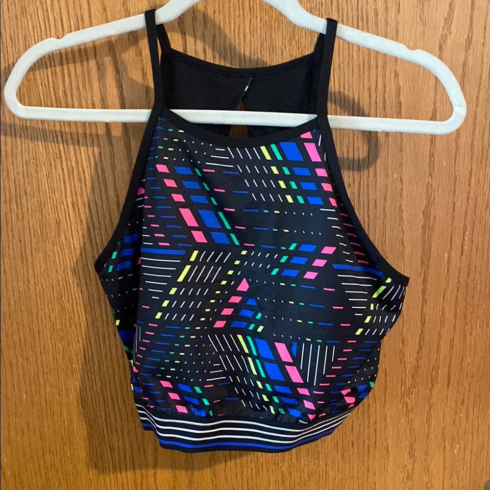 Xersion Pink and Blue Graphic Crop Tank Top